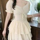 Short-sleeve Lace Mini Corset Dress