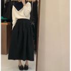 Collared Sweater / Midi A-line Skirt