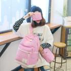 Set Of 3: Bow Print Canvas Backpack + Crossbody Bag + Pouch