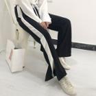 Striped Elastic-waist Straight-leg Pants