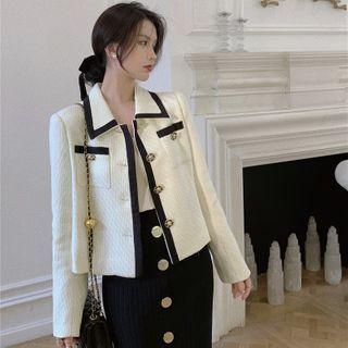 Color-block Tweed Jacket