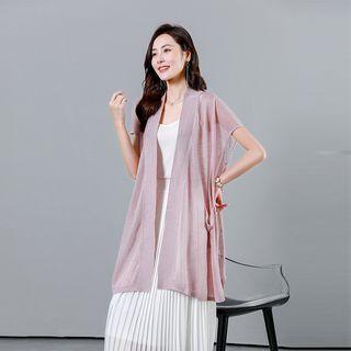 Short-sleeve Open-front Light Cardigan