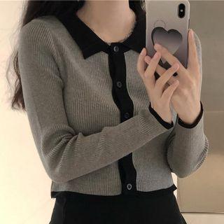 Polo-neck Cardigan Gray - One Size