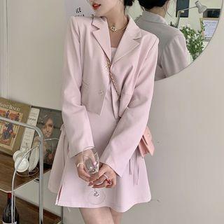 Bow Blazer / Spaghetti Strap A-line Dress