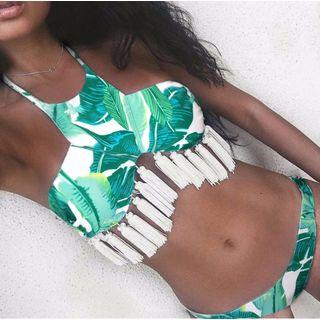 Tasseled Print Bikini