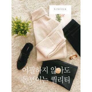 Cowl-neck Colored Long Knit Top