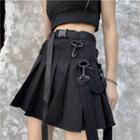 Strap Detail Pleated Skirt