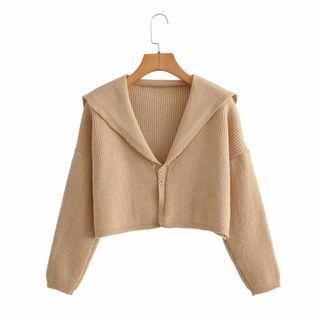 Sailor Collar Cardigan Khaki - One Size