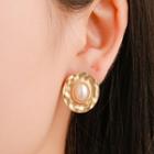 Faux Pearl Alloy Disc Earring 1 Pair - 2570 - 01 - Gold -
