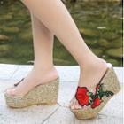 Platform Wedge Heel Floral Sandals