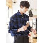 Dip-back Oversized Plaid Shirt
