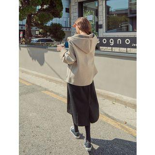 Turn-up Sleeve Hooded Zip Jacket