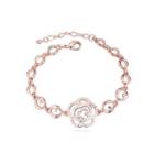 Beautiful Plated Rose Gold Flower Bracelet With White Austrian Element Crystal