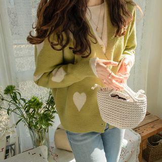 Heart-pattern Layered Cardigan