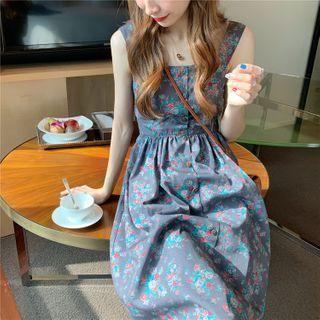 Floral Print Sleeveless Dress / Loose-fit Blazer