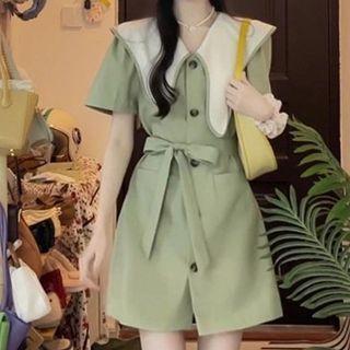 Short-sleeve Bow Blazer Dress
