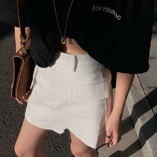 High-waist Asymmetric Mini A-line Skirt
