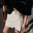 High-waist Asymmetric Mini A-line Skirt