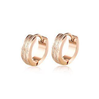 Simple Personality Plated Rose Gold Geometric Circle 316l Stainless Steel Stud Earrings Rose Gold - One Size