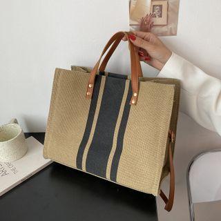 Striped Tote Bag Khaki - One Size