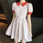 Peter Pan-collared Short-sleeve A-line Dress