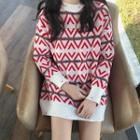Round-neck Printed Sweater Dress