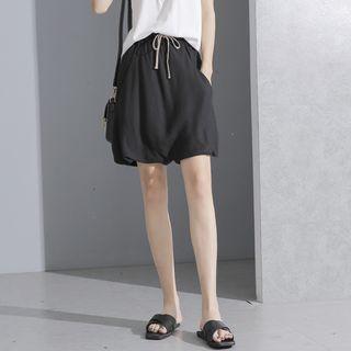 Drawstring Bubble-hem Harem Shorts