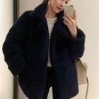 Long Sleeve Fleece Jacket Dark Blue - One Size