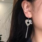 Heart Alloy Earring 1 Pair - Tassel - Cut-out - Love Heart - Silver - One Size