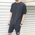 Set: Applique Short Sleeve T-shirt + Shorts