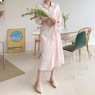 Tie-waist Shirtdress Light Pink - One Size
