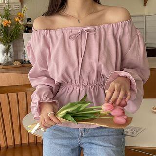 Off-shoulder Band-waist Blouse