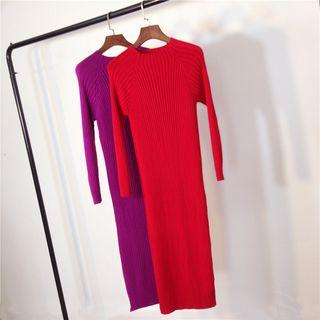 Long-sleeve Maxi Sheath Knit Dress