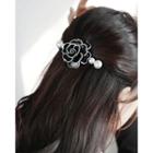 Faux-pearl Bead Flower Hair Barrette