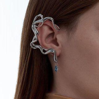Rhinestone Cuff Earring Ey2695 - 1 Pc - Silver - One Size