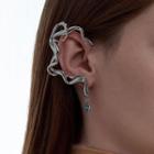 Rhinestone Cuff Earring Ey2695 - 1 Pc - Silver - One Size