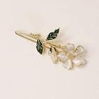 Flower Glaze Hair Clip 1pc - Green & Gold & White - One Size