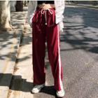 Contrast Trim Wide-leg Sweatpants Red - One Size