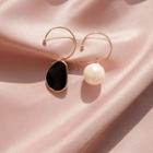 Non-matching Rhinestone & Faux Pearl Hoop Earring 1 Pair - Er1710 - One Size