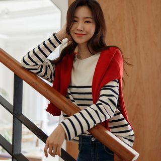 Round-neck Cotton Stripe T-shirt