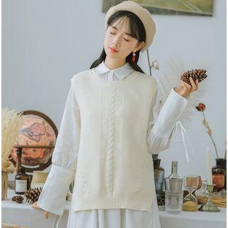 Slit-side Knit Vest Off-white - One Size