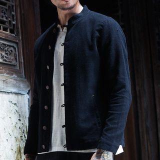 Round-neck Plain Single-breasted Jacket