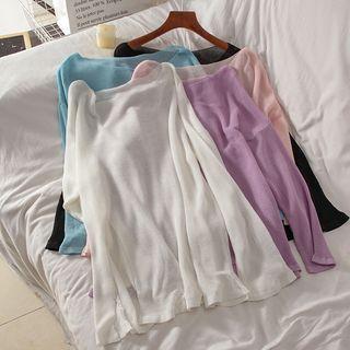Long-sleeve Sheer Slit Top