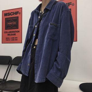 Corduroy Shirt Jacket Dark Blue - One Size
