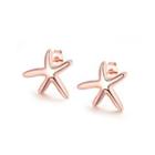 Simple And Fashion Plated Rose Gold Starfish Stud Earrings Rose Gold - One Size