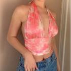Tie-dye Halter-neck Open-back Cropped Top