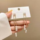 Rhinestone Faux Pearl Alloy Fringed Earring E4800 - 1 Pair - Gold & White - One Size