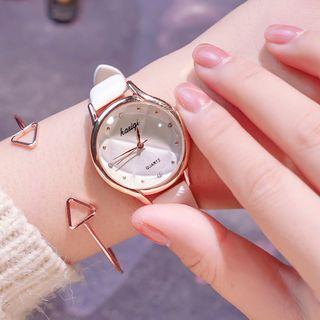 Set: Retro Strap Watch + Triangle Open Bangle + Case