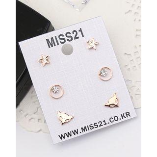 Star / Hoop / Fox Ear Stud Set (6 Pcs)