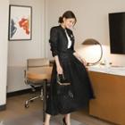 Set: Glitter Plaid Jacket + Midi A-line Skirt